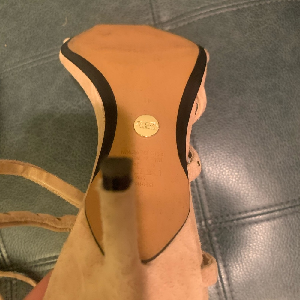 Zara Tan Strappy Heels with Studs - Picture 7 of 9